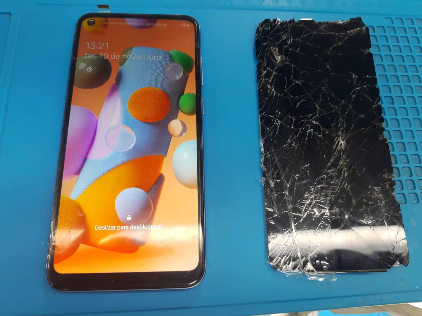 Comparação de aparelho antes e depois do reparo